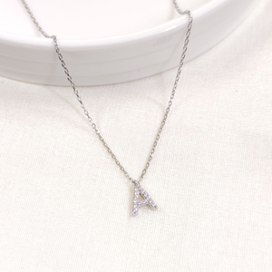 1 CM TAŞLI A HARF GÜMÜŞ KOLYE 40+5 CM