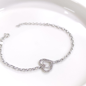 KALP DETAYLI GÜMÜŞ BİLEKLİK 17+3 CM