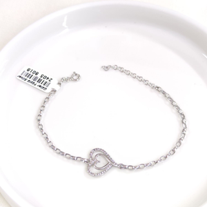 KALP DETAYLI GÜMÜŞ BİLEKLİK 17+3 CM