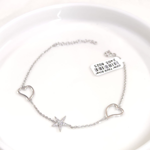 DENİZ YILDIZI KALP DETAYLI GÜMÜŞ BİLEKLİK 18+3 CM