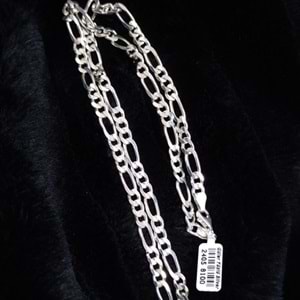 6 MM FIGARO GÜMÜŞ ERKEK ZİNCİR KOLYE 60 CM