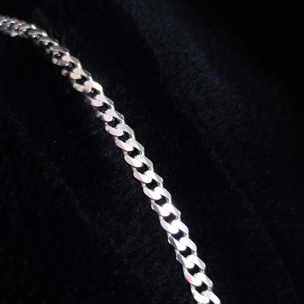 6 MM GURMET ZİNCİR GÜMÜŞ BİLEKLİK 21 CM