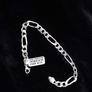 8 MM FIGARO ZİNCİR GÜMÜŞ BİLEKLİK 21 CM