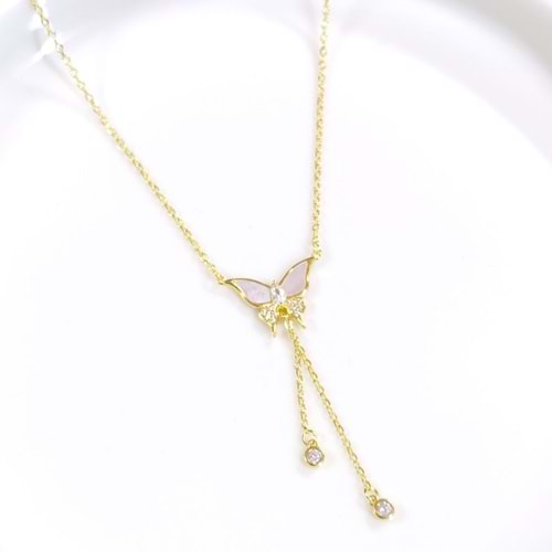 İTHAL SEDEF SALLANTILI KELEBEK GÜMÜŞ KOLYE