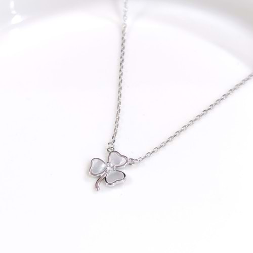 İTHAL SEDEF 10 MM YONCA GÜMÜŞ KOLYE - RODYUM BEYAZ