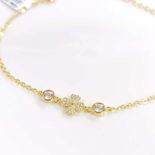 İTHAL TAŞLI YONCA GÜMÜŞ BİLEKLİK 16+3 CM - ALTIN SARI