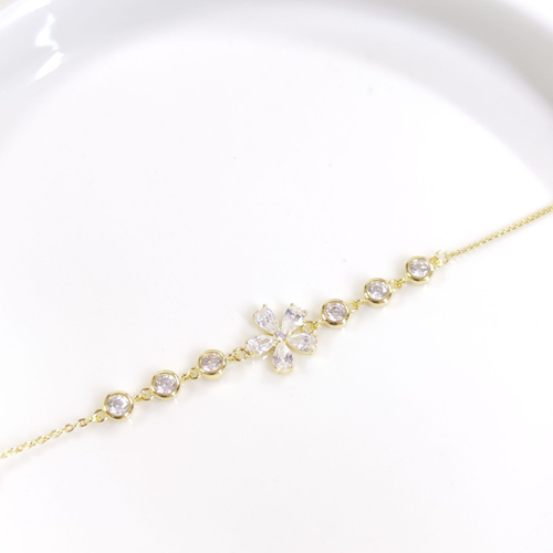 İTHAL TAŞLI ÇİÇEK PAPATYA GÜMÜŞ BİLEKLİK 16+3 CM