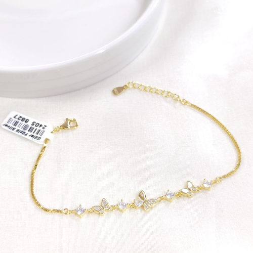 İTHAL TAŞLI SEDEF KELEBEK GÜMÜŞ BİLEKLİK 18+3 CM