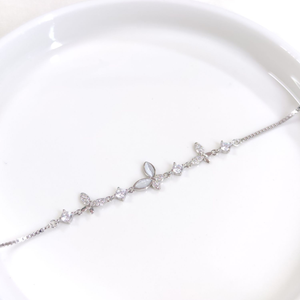 İTHAL TAŞLI SEDEF KELEBEK GÜMÜŞ BİLEKLİK 18+3 CM