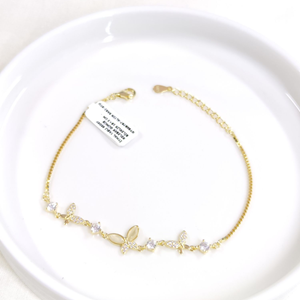 İTHAL TAŞLI SEDEF KELEBEK GÜMÜŞ BİLEKLİK 18+3 CM