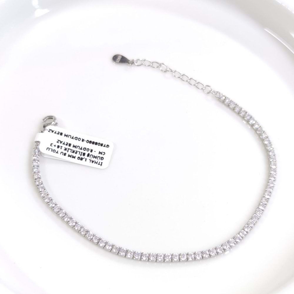 İTHAL 1,80 MM SU YOLU GÜMÜŞ BİLEKLİK 16+3 CM - RODYUM BEYAZ