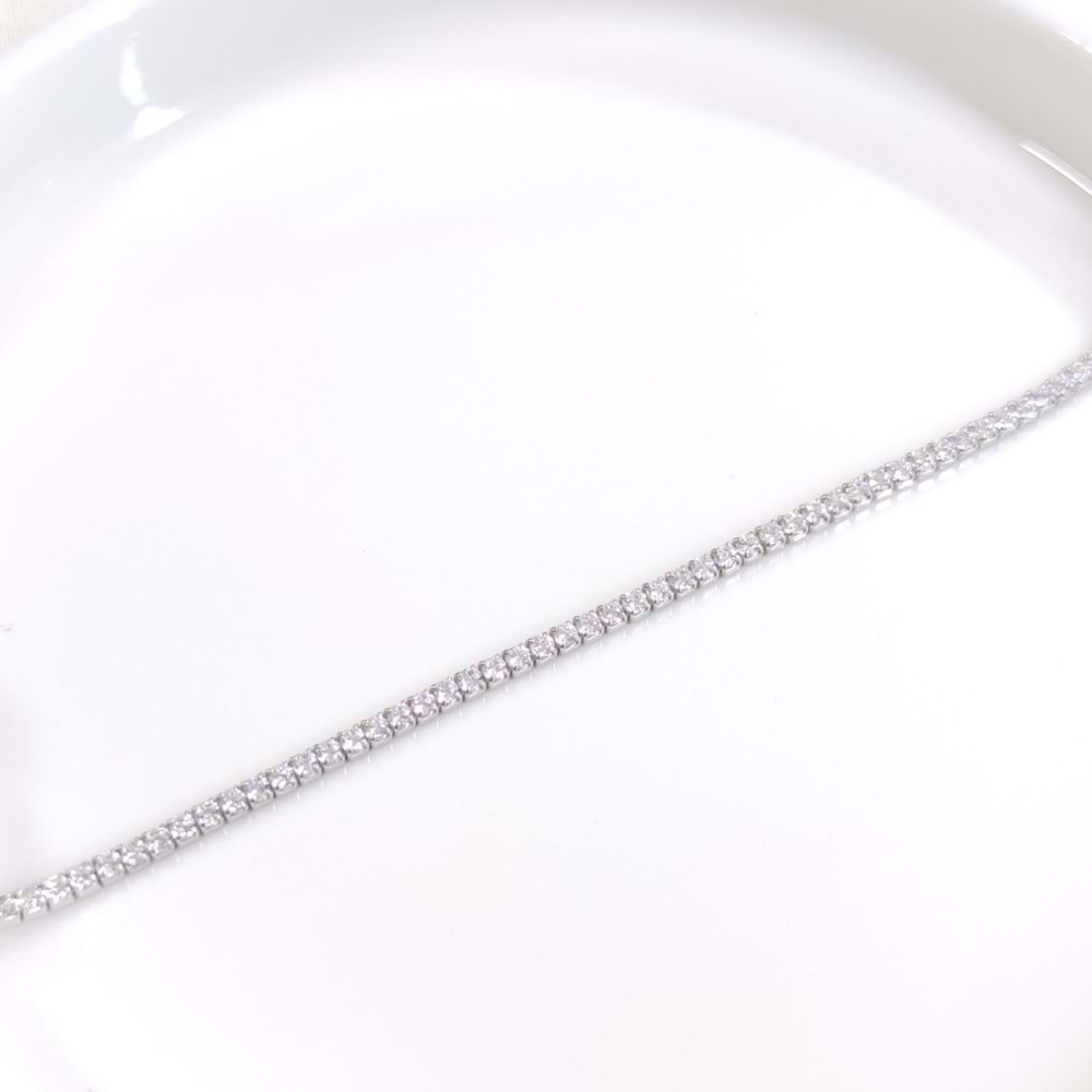 İTHAL 1,80 MM SU YOLU GÜMÜŞ BİLEKLİK 16+3 CM - RODYUM BEYAZ