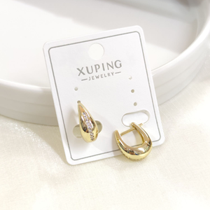 XUPING 8 MM BOMBELİ TAŞ DETAYLI HALKA KÜPE GOLD