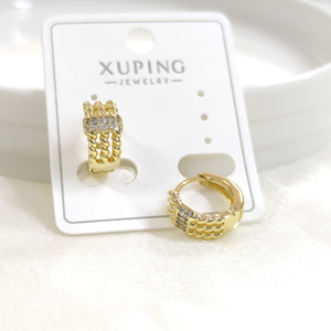 XUPING 11 MM TAŞLI BURGU HALKA KÜPE GOLD