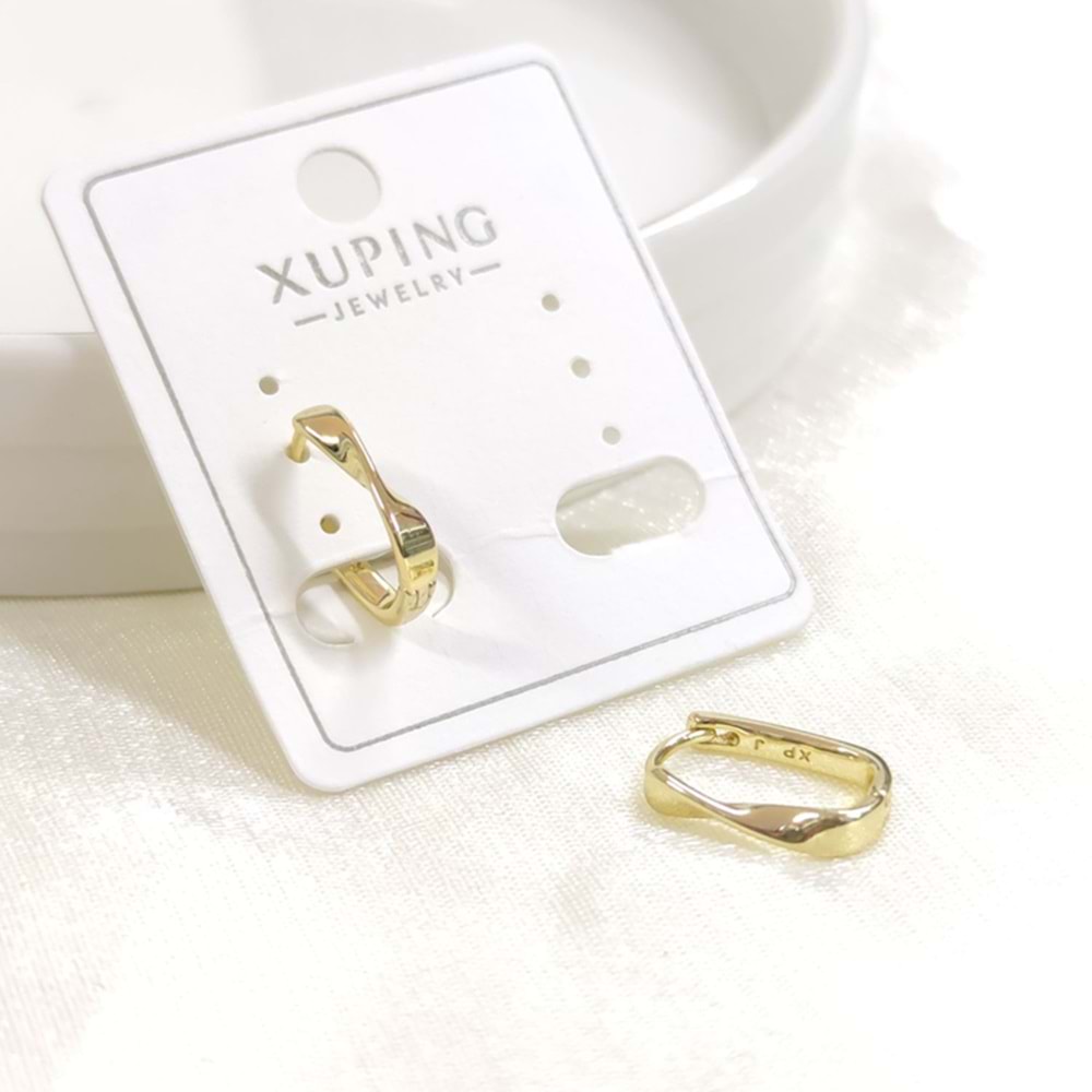 XUPING 14X8 MM KIVRIMLI OVAL HALKA KÜPE GOLD