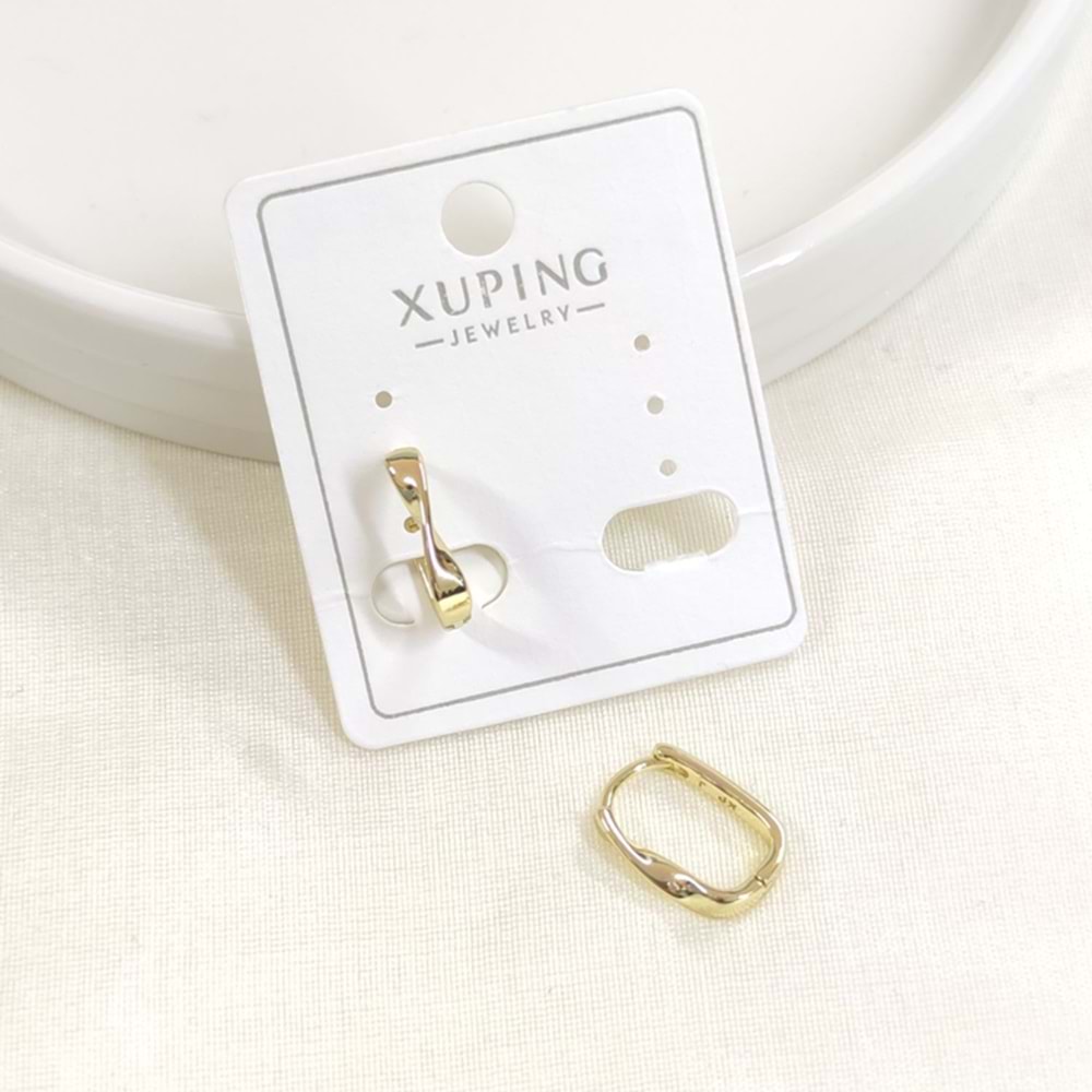XUPING 14X8 MM KIVRIMLI OVAL HALKA KÜPE GOLD