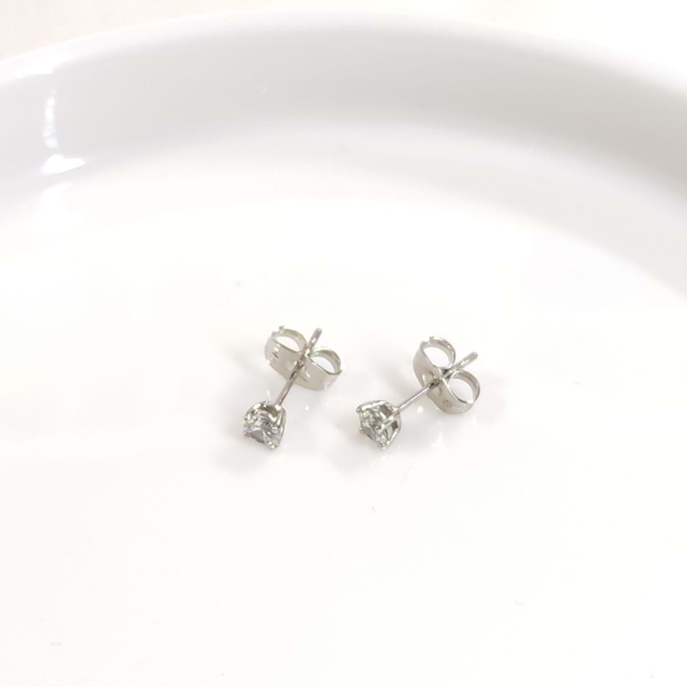 XUPING 4 MM TEK TAŞ ÇİVİ KÜPE - BEYAZ