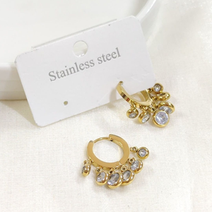 ÇELİK SHAK SALLANTILI TAŞLI HALKA KÜPE - ALTIN SARI