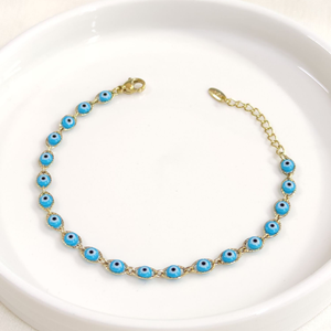 XUPING MAVİ NAZAR BONCUKLU BİLEKLİK GOLD 18+3 CM