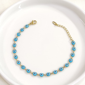 XUPING MAVİ NAZAR BONCUKLU BİLEKLİK GOLD 18+3 CM