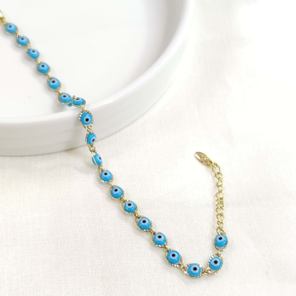 XUPING MAVİ NAZAR BONCUKLU BİLEKLİK GOLD 18+3 CM