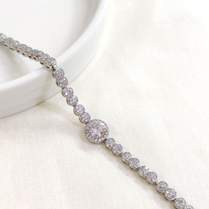 XUPING YUVARLAK TEK TAŞ SU YOLU BİLEKLİK 17+2 CM - BEYAZ