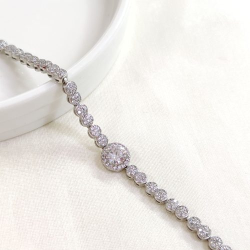 XUPING YUVARLAK TEK TAŞ SU YOLU BİLEKLİK 17+2 CM - BEYAZ