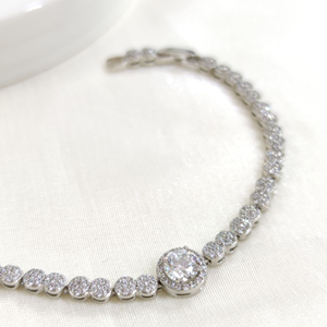 XUPING YUVARLAK TEK TAŞ SU YOLU BİLEKLİK 17+2 CM - BEYAZ