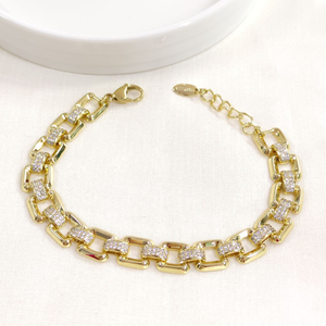 XUPING 1 CM TAŞ DETAYLI KARE BİLEKLİK GOLD 20+3 CM