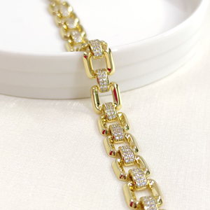 XUPING 1 CM TAŞ DETAYLI KARE BİLEKLİK GOLD 20+3 CM