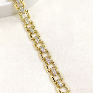 XUPING 1 CM TAŞ DETAYLI KARE BİLEKLİK GOLD 20+3 CM