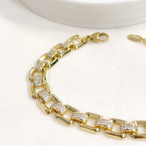 XUPING 1 CM TAŞ DETAYLI KARE BİLEKLİK GOLD 20+3 CM