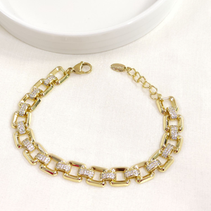 XUPING 1 CM TAŞ DETAYLI KARE BİLEKLİK GOLD 20+3 CM