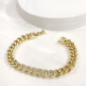 XUPING 10 MM TAŞLI BOMBELİ GURMET BİLEKLİK GOLD 19 CM