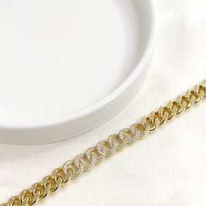 XUPING 10 MM TAŞLI BOMBELİ GURMET BİLEKLİK GOLD 19 CM