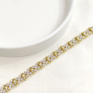 XUPING 6 MM TAŞLI ÇİÇEK BİLEKLİK GOLD 17+2 CM