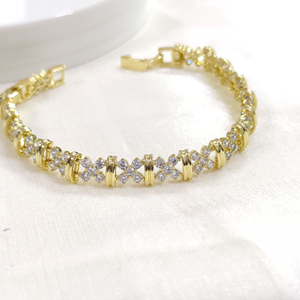 XUPING 6 MM TAŞLI ÇİÇEK BİLEKLİK GOLD 17+2 CM