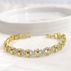 XUPING 6 MM TAŞLI ÇİÇEK BİLEKLİK GOLD 17+2 CM