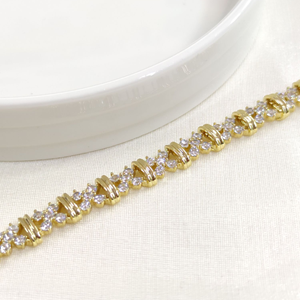 XUPING 6 MM TAŞLI ÇİÇEK BİLEKLİK GOLD 17+2 CM