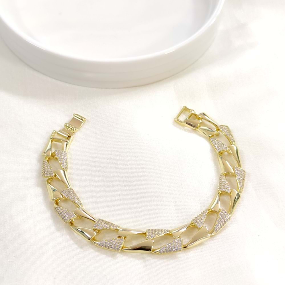 XUPING 12 MM TAŞLI KALIN GURMET BİLEKLİK GOLD 20 CM