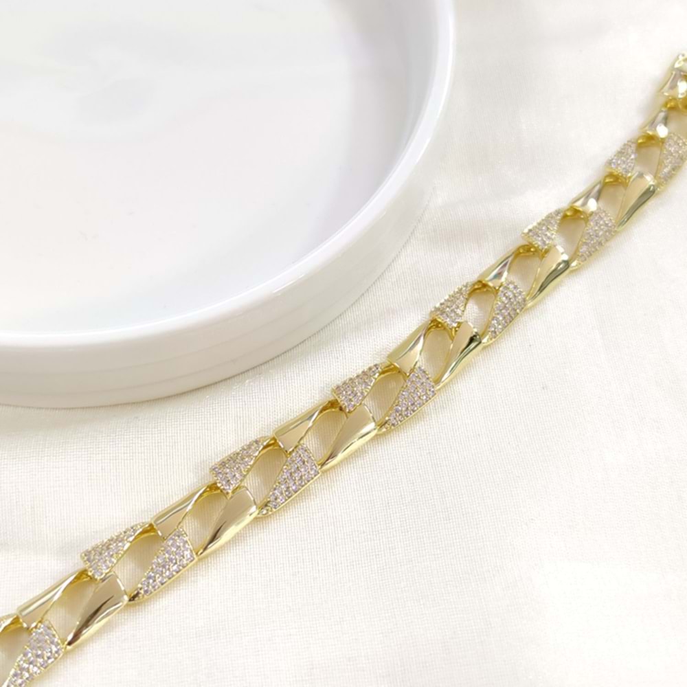 XUPING 12 MM TAŞLI KALIN GURMET BİLEKLİK GOLD 20 CM