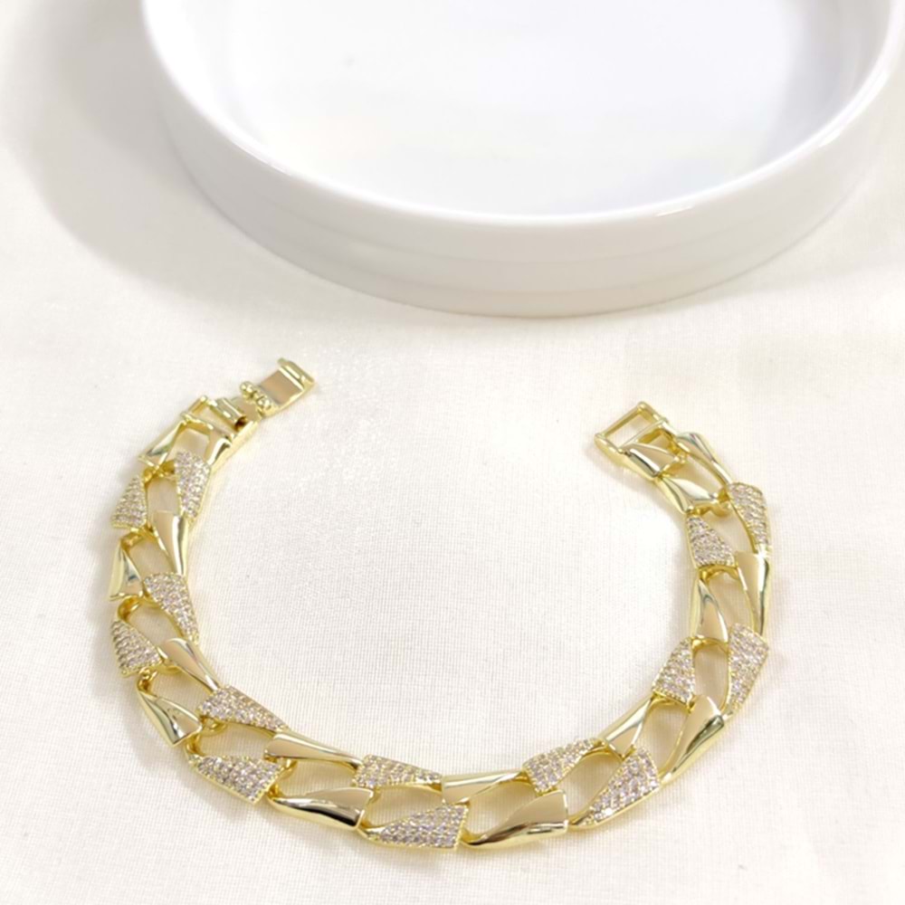 XUPING 12 MM TAŞLI KALIN GURMET BİLEKLİK GOLD 20 CM
