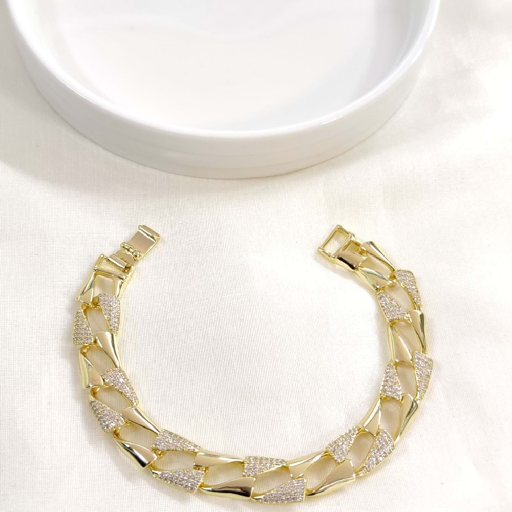 XUPING 12 MM TAŞLI KALIN GURMET BİLEKLİK GOLD 20 CM