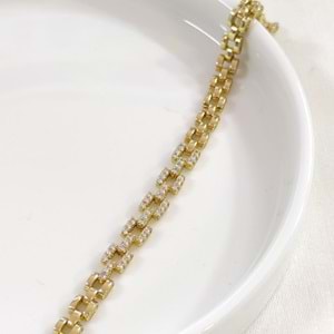 XUPING MİNİ KARE TAŞLI BİLEKLİK GOLD 17+2 CM