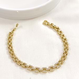 XUPING MİNİ KARE TAŞLI BİLEKLİK GOLD 17+2 CM
