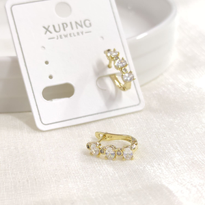 XUPING 11X9MM ÜÇ TAŞ J HALKA KÜPE GOLD