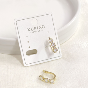XUPING 11X9MM ÜÇ TAŞ J HALKA KÜPE GOLD