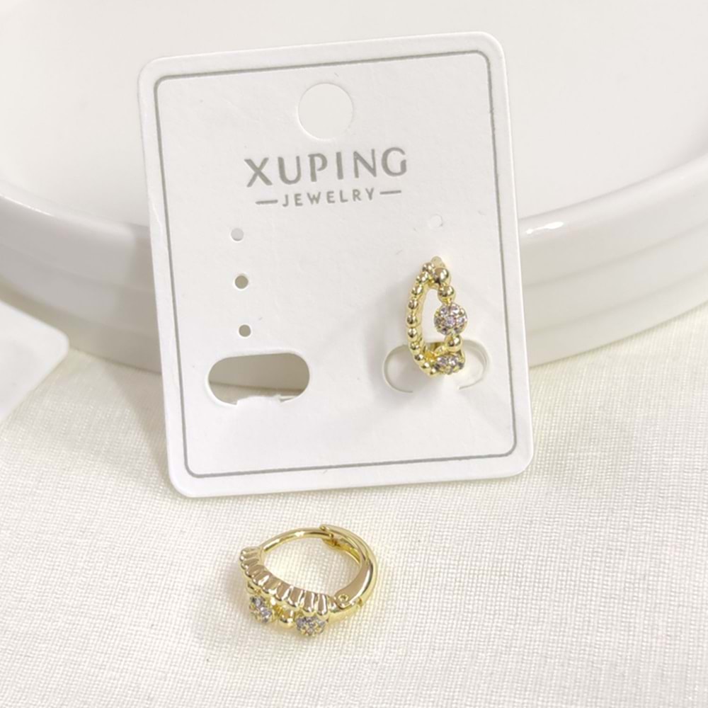 XUPING 10 MM İKİ GÖRÜNÜMLÜ HALKA KÜPE GOLD