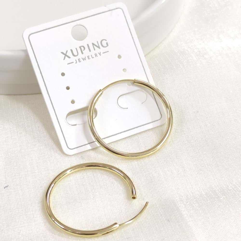 XUPING 22 MM İNCE İÇE GEÇMELİ HALKA KÜPE GOLD