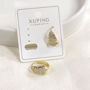 XUPING TAŞLI OVAL HALKA KÜPE GOLD
